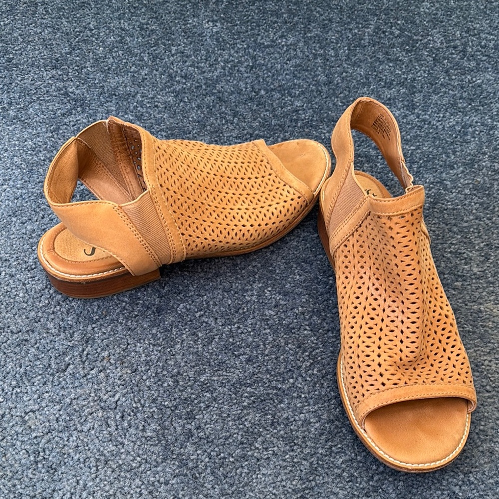 Sofft Tan Perforated Open-Toe Sandals